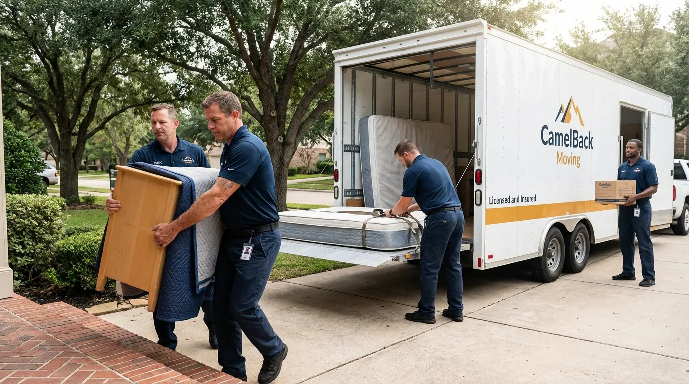 Crew loading residential truck for cross-state move from Dawson, GA