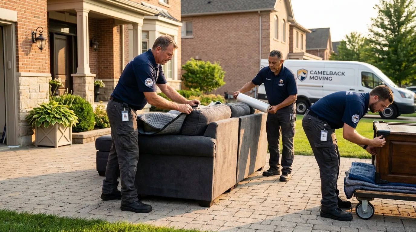 Large estate moving crew wrapping furniture in Dawson, GA
