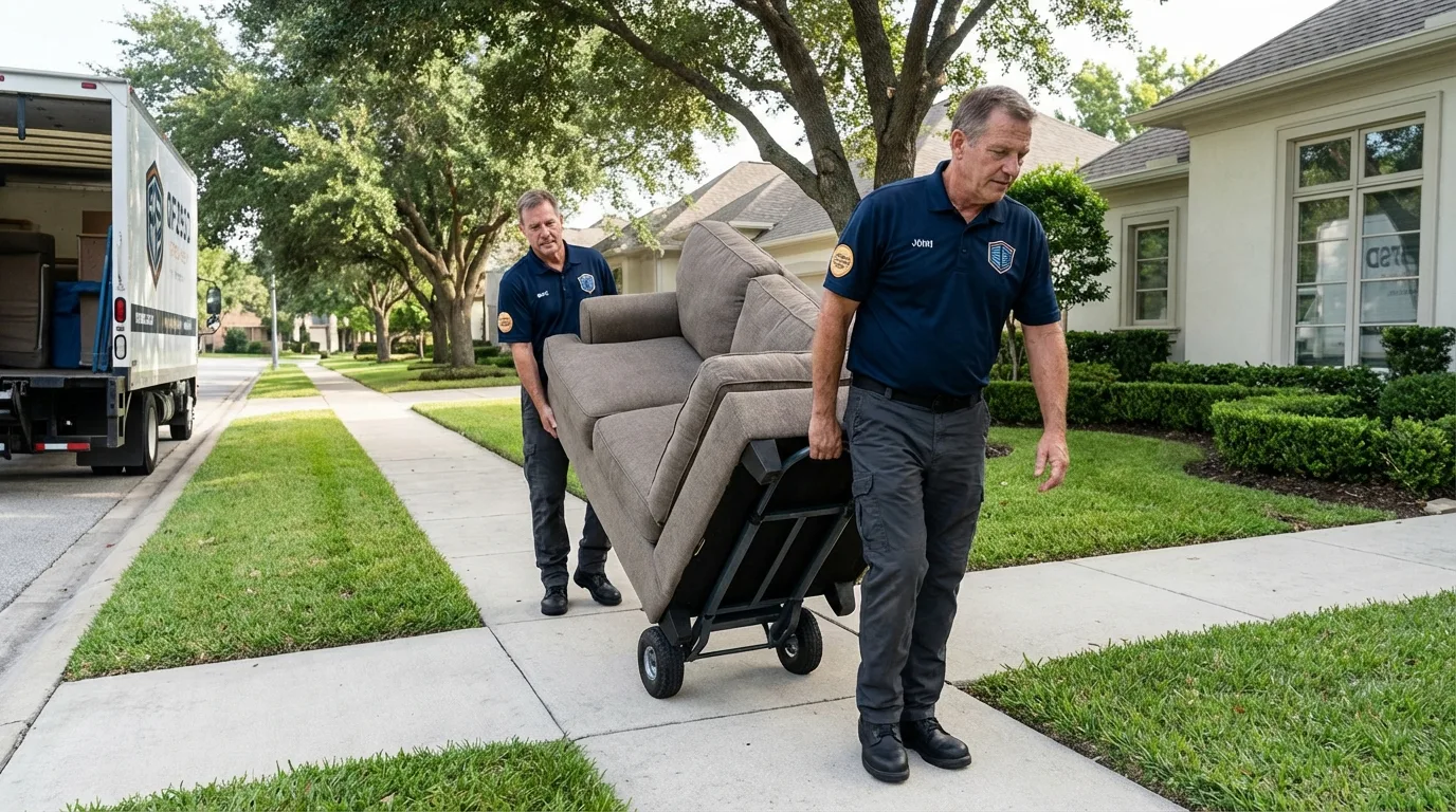 Local residential moving crew loading furniture in Dawson, GA